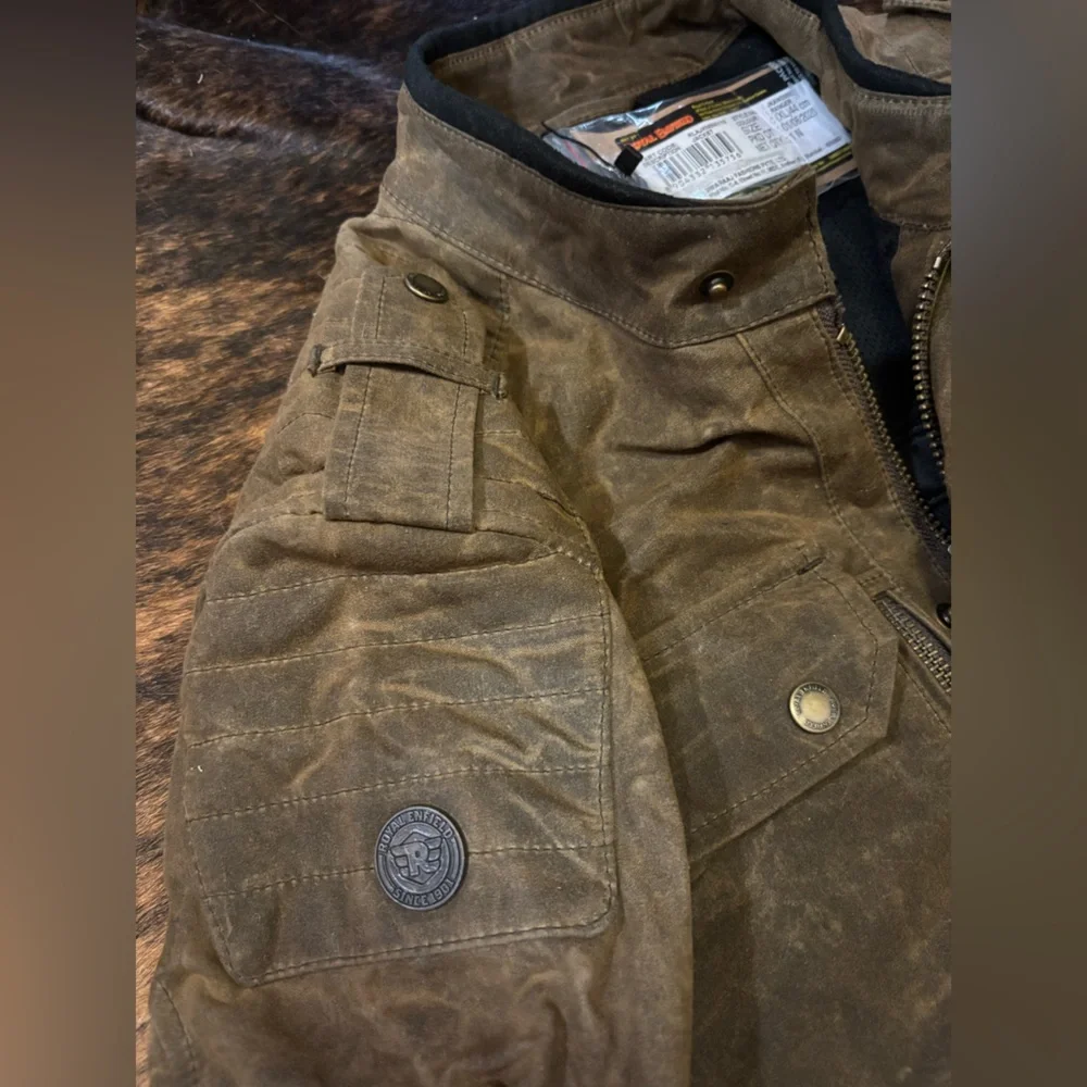 Royal Enfield Panzer Waxed Motorcycle Jacket, Color- Ranger (Brown), Size- XL - Picture 5 of 11